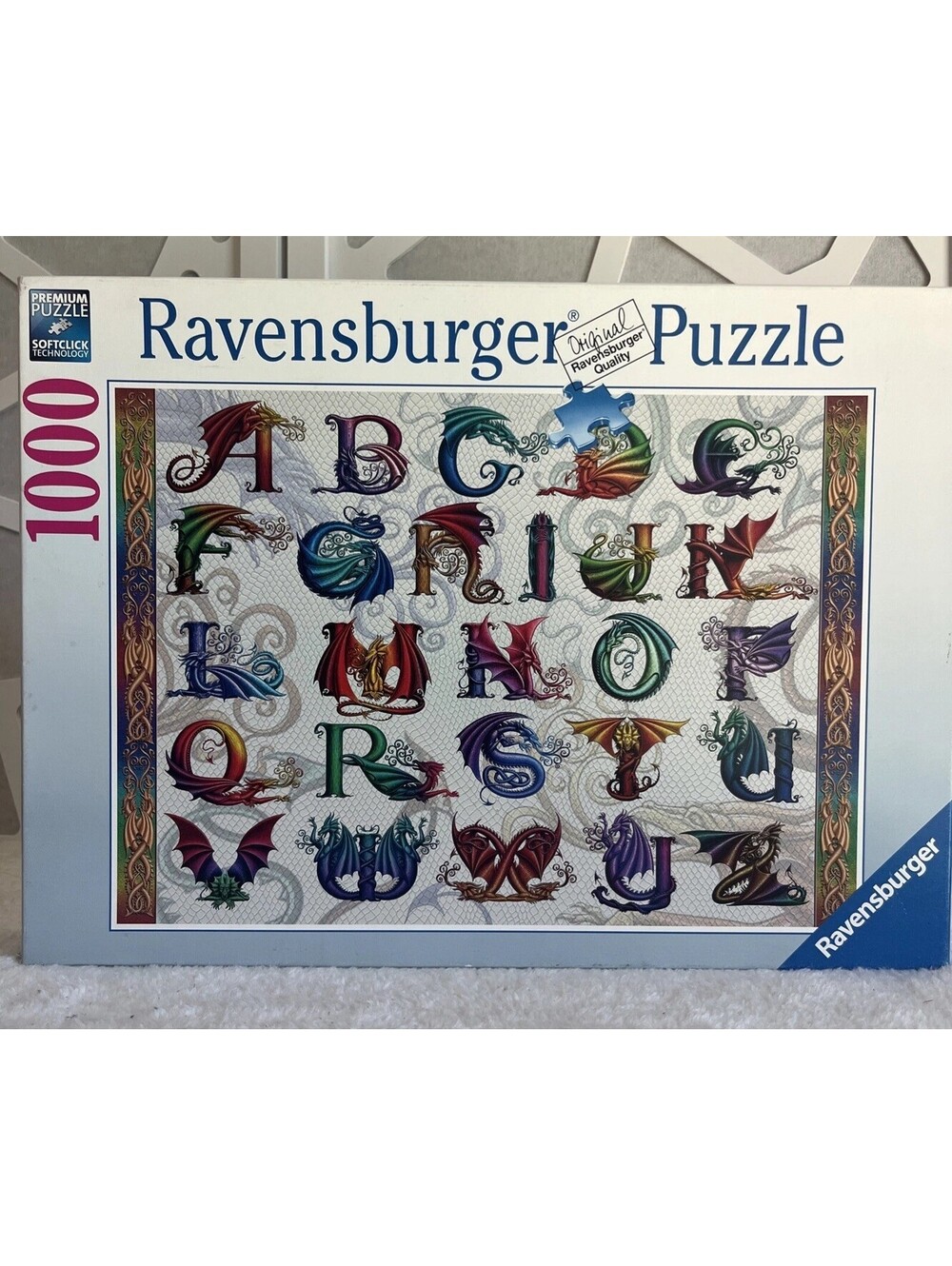 DRAGON MAGIC Ravensburger Dragon Alphabet 1000 Piece Puzzle 168149 Complete